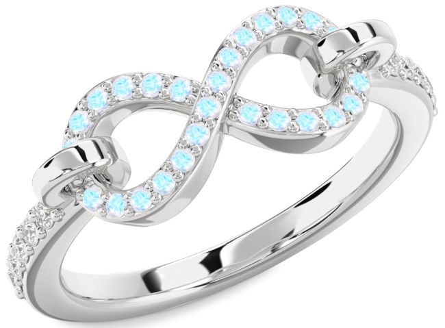 Diamond Moonstone Platinum Infinity Ring