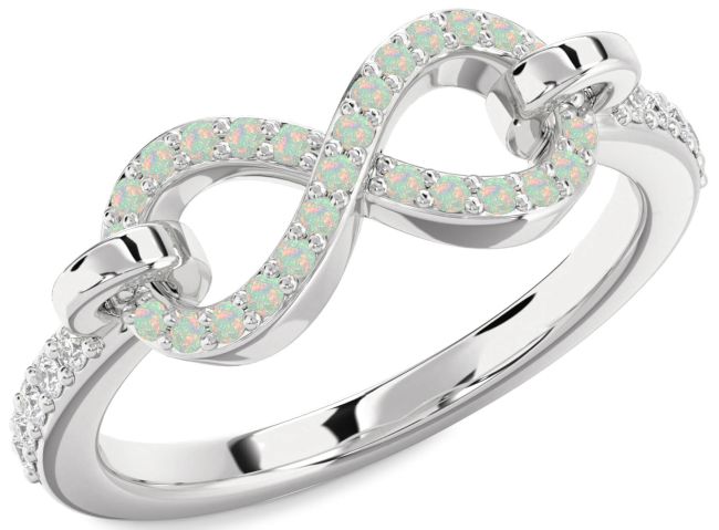 Diamond Opal Platinum Infinity Ring