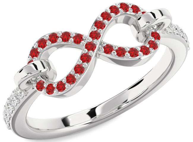 Diamond Ruby Platinum Infinity Ring