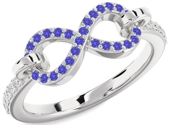Diamond Tanzanite Platinum Infinity Ring
