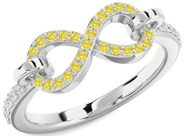 Yellow Diamond Platinum Infinity Ring
