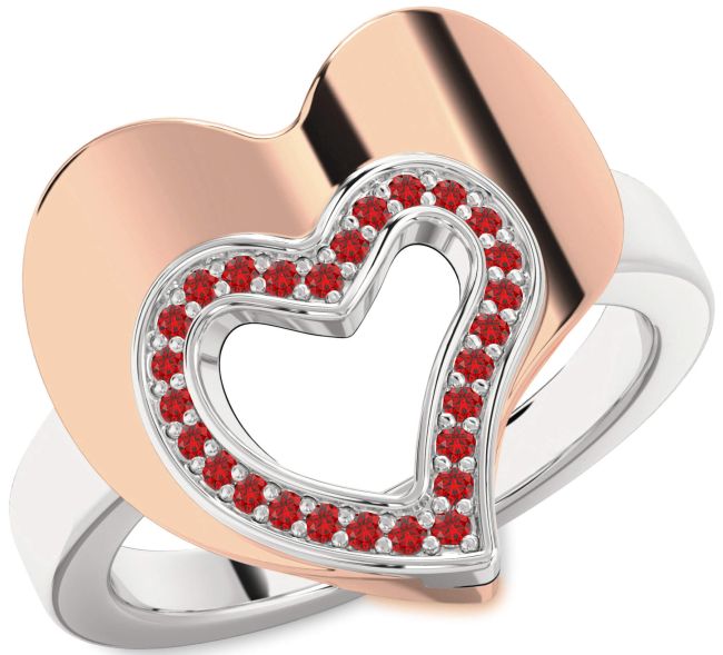 Ruby Rose Gold Silver Heart Ring
