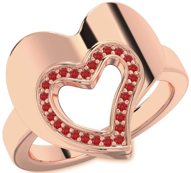 Ruby Rose Gold Heart Ring