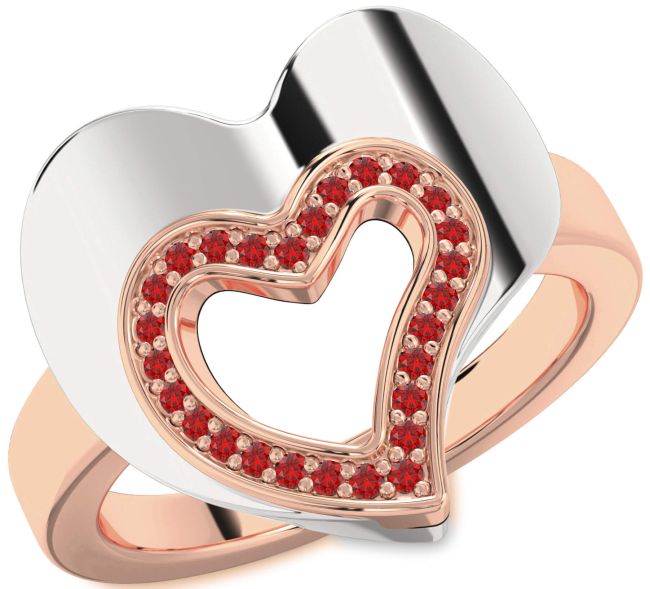 Ruby Rose Gold Silver Heart Ring