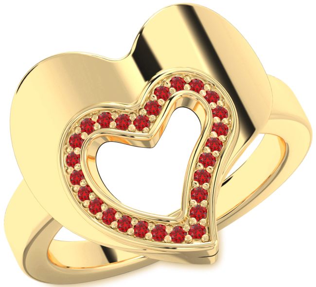 Ruby Gold Heart Ring