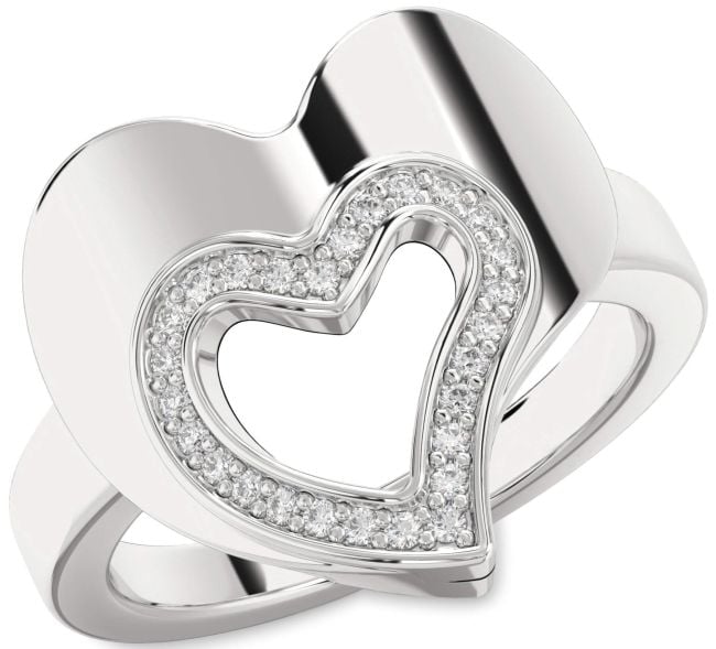 Diamond Silver Heart Ring