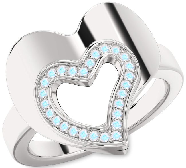 Moonstone Platinum Heart Ring