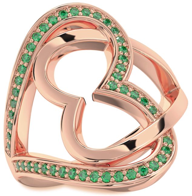 Emerald Rose Gold Heart Ring