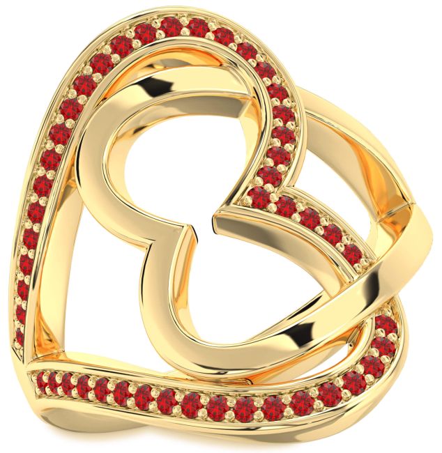 Ruby Gold Heart Ring