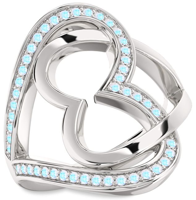Moonstone Platinum Heart Ring