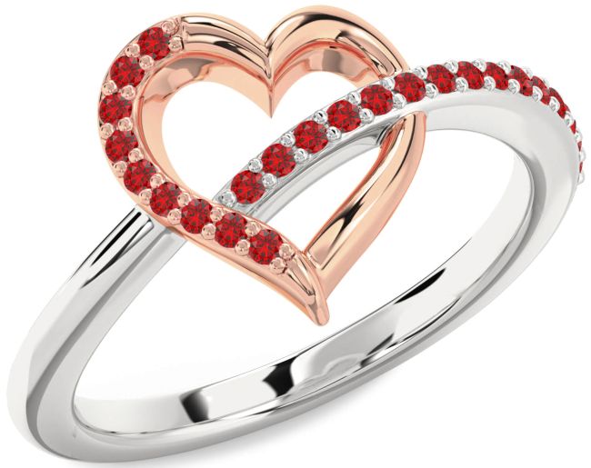 Ruby Rose Gold Silver Heart Ring