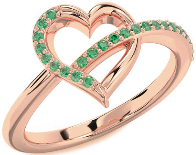 Emerald Rose Gold Heart Ring