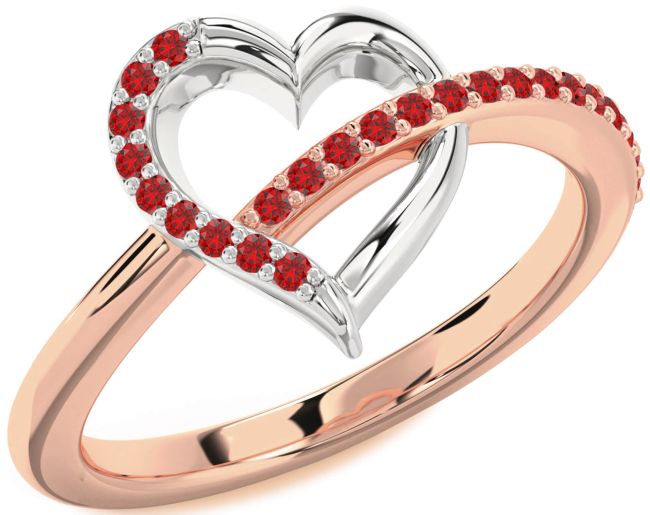 Ruby Rose Gold Silver Heart Ring