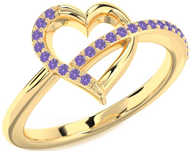 Alexandrite Gold Silver Heart Ring