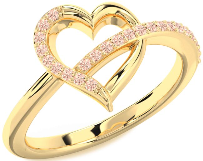 Morganite Gold Silver Heart Ring