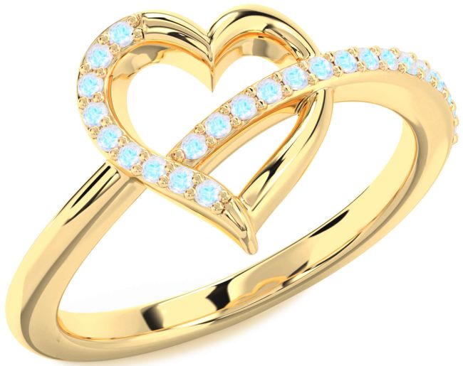 Moonstone Gold Silver Heart Ring