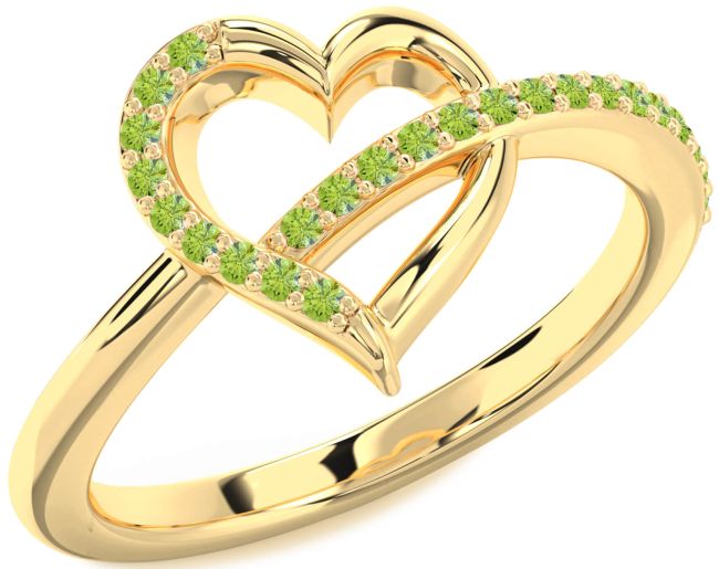 Peridot Gold Silver Heart Ring