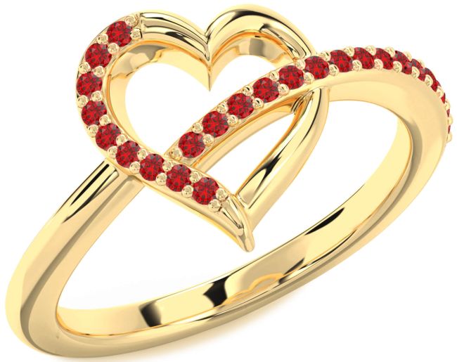 Ruby Gold Heart Ring