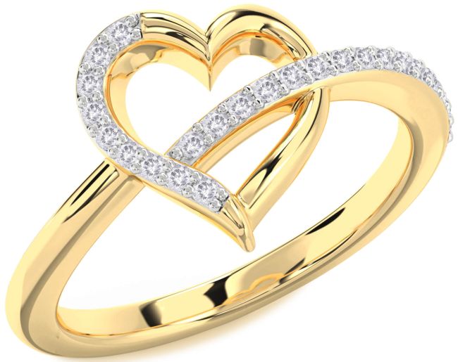 Salt & Pepper Diamond Gold Silver Heart Ring