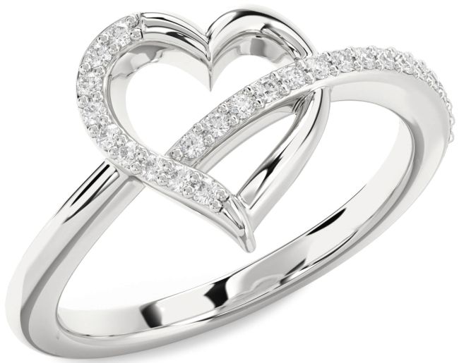 Lab Diamond Platinum Heart Ring