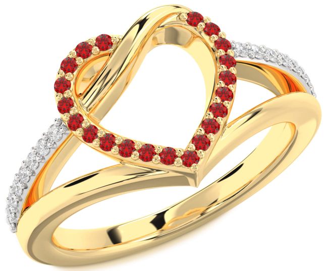Diamond Ruby Gold Heart Ring