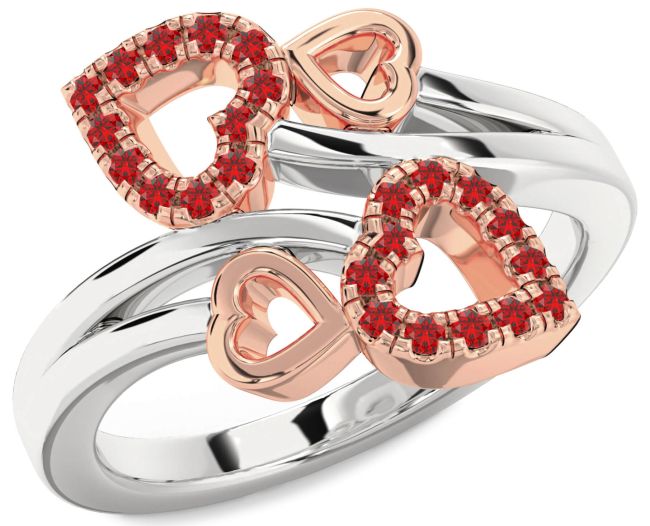 Ruby Rose Gold Silver Heart Ring