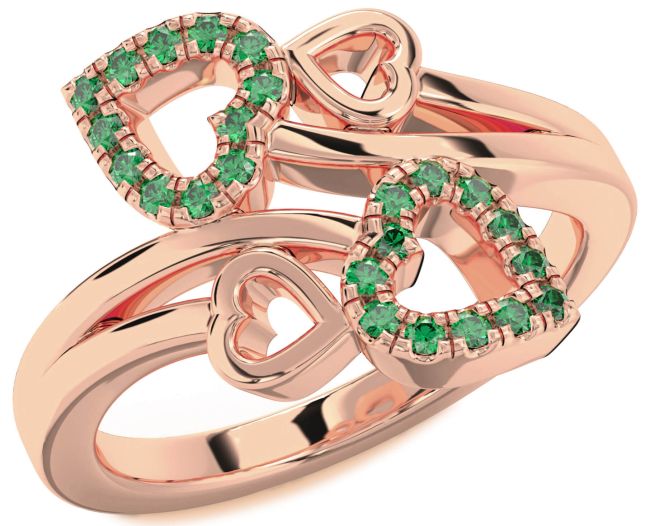 Emerald Rose Gold Heart Ring