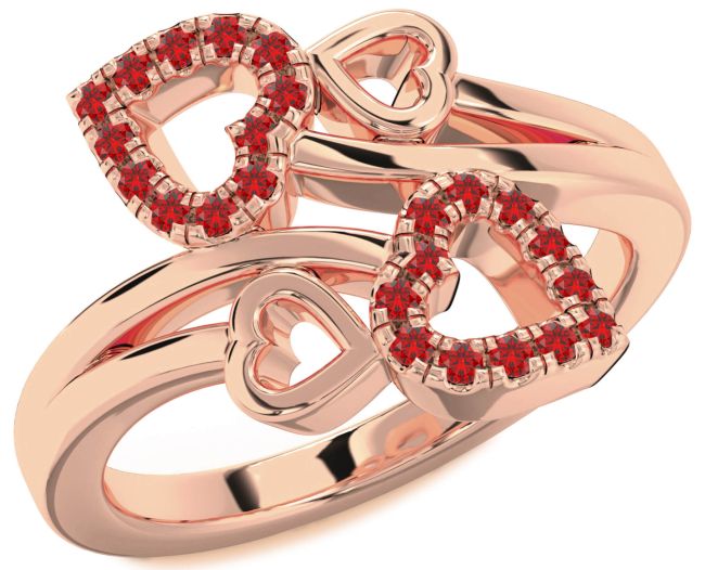 Ruby Rose Gold Silver Heart Ring