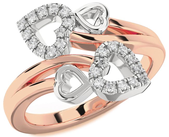 Diamond Platinum & Rose Gold Heart Ring