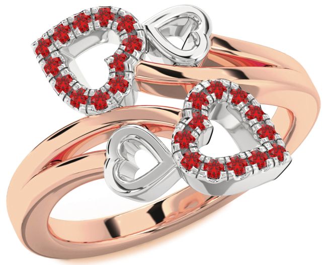Ruby Rose Gold Silver Heart Ring