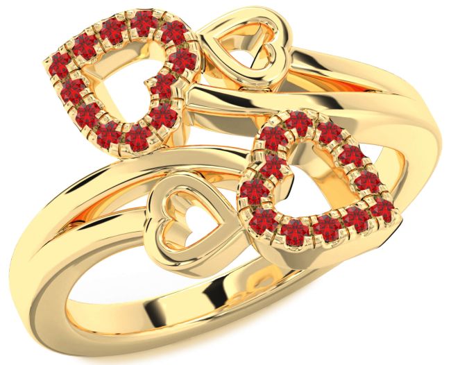 Ruby Gold Silver Heart Ring