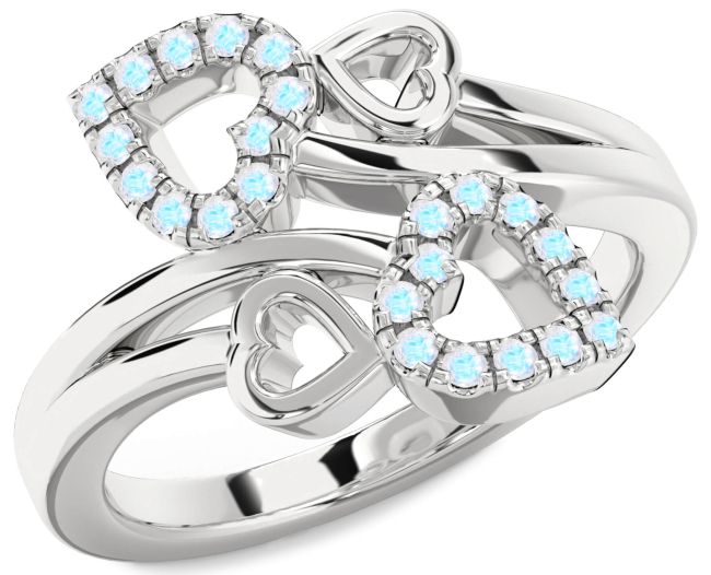 Moonstone Platinum Heart Ring