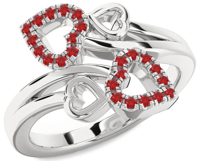 Ruby Platinum Heart Ring