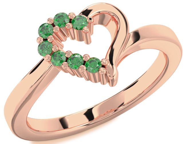 Emerald Rose Gold Heart Ring