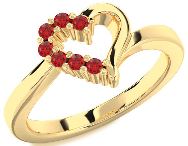 Ruby Gold Heart Ring