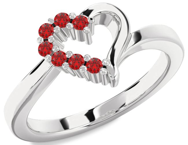 Ruby Platinum Heart Ring