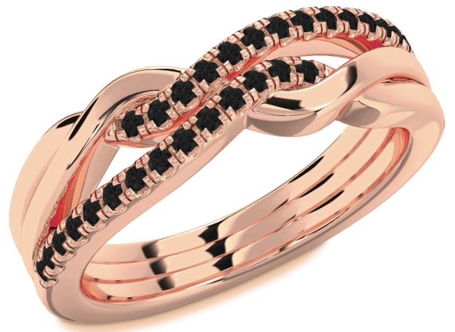 Black Diamond Rose Gold Infinity Round Ring