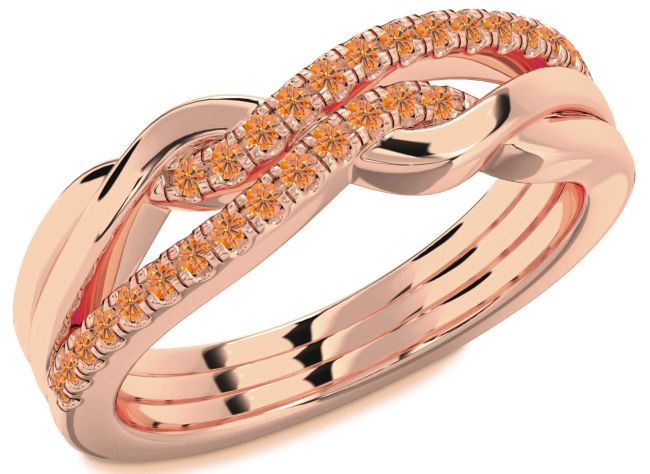 Citrine Rose Gold Silver Infinity Round Ring