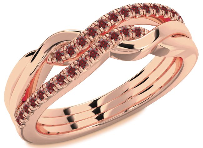 Garnet Rose Gold Infinity Round Ring