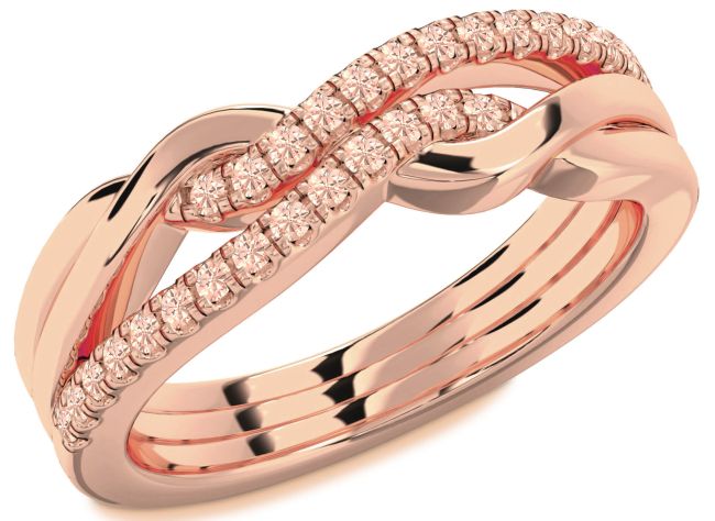 Morganite Rose Gold Silver Infinity Round Ring
