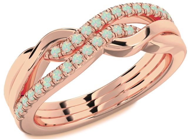 Opal Rose Gold Infinity Round Ring