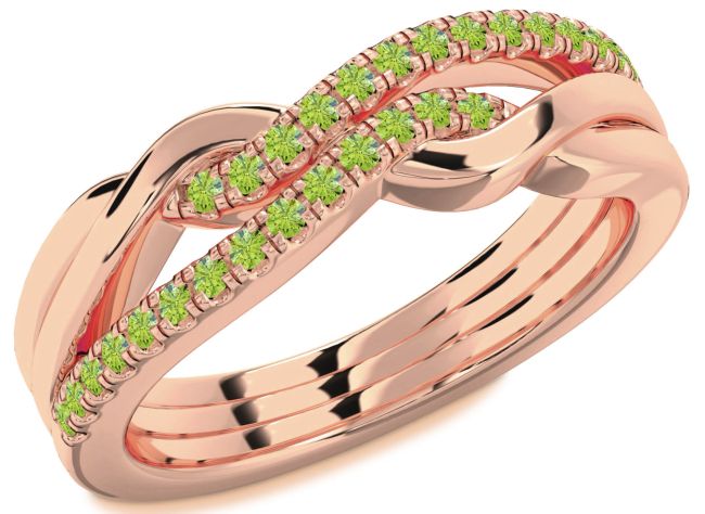 Peridot Rose Gold Silver Infinity Round Ring