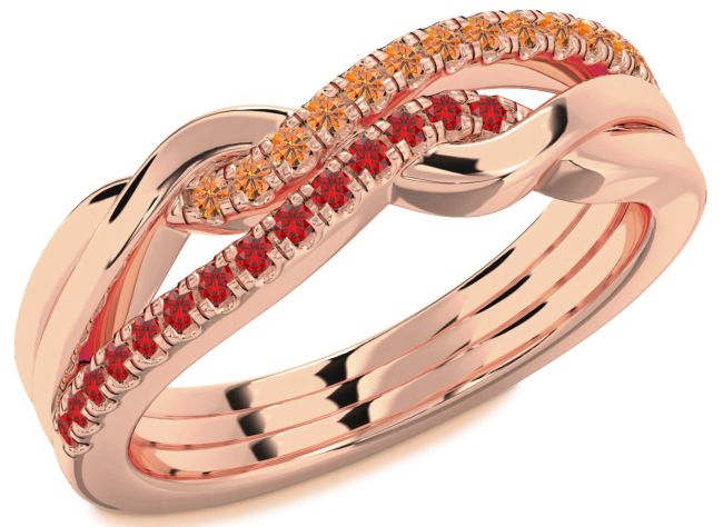 Ruby & Citrine Rose Gold Infinity Round Promise Ring