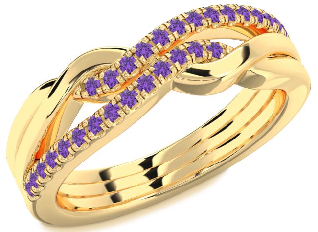 Amethyst Gold Silver Infinity Round Ring