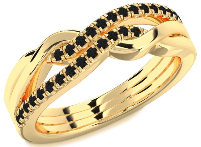 Black Diamond Gold Infinity Round Ring