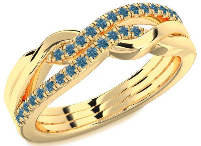 Blue Diamond Gold Infinity Round Ring