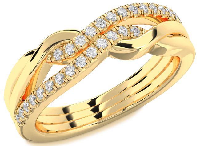 Moissanite Gold Infinity Round Ring