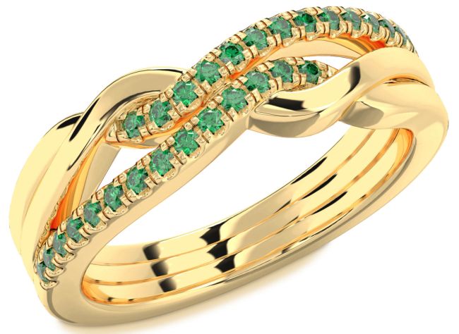 Emerald Gold Infinity Round Ring