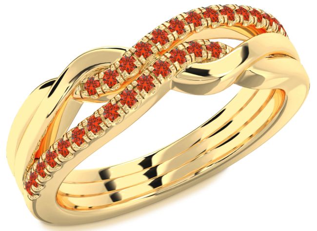 Fire Opal Gold Infinity Round Ring