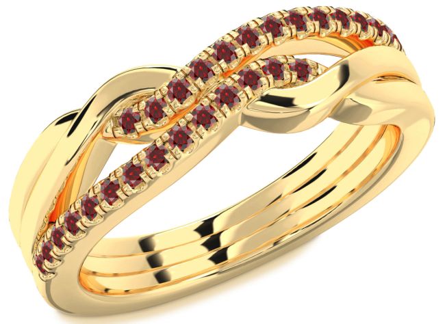 Garnet Gold Infinity Round Ring